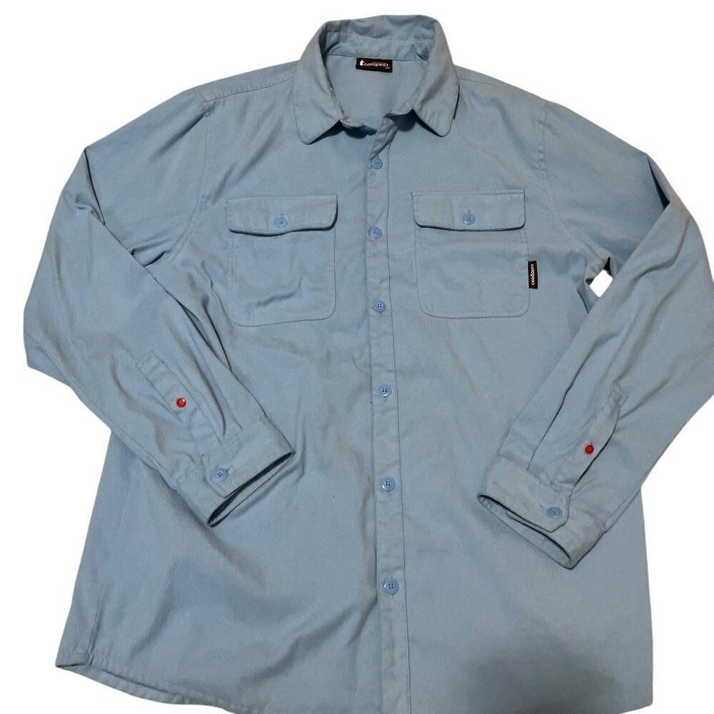 Cotopaxi Flannel Shirt Men's 2XL Blue Pueblo Polyester Chamois Flap Box Pockets